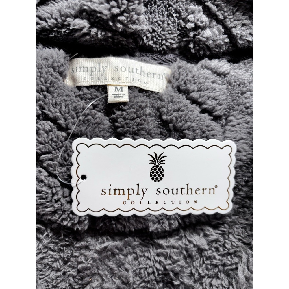 Simply Southern 1/4 Zip Sherpa Pullover Sweater Grey Womens Medium NWT Soft Cozy - Picture 6 of 12